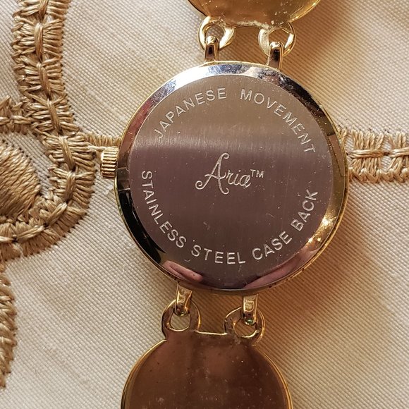 Aria Goldtone bracelet watch with tiger eye, smoky quartz and milky quartz gems - Picture 8 of 8